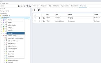 pgAdmin Backup and Restore Database