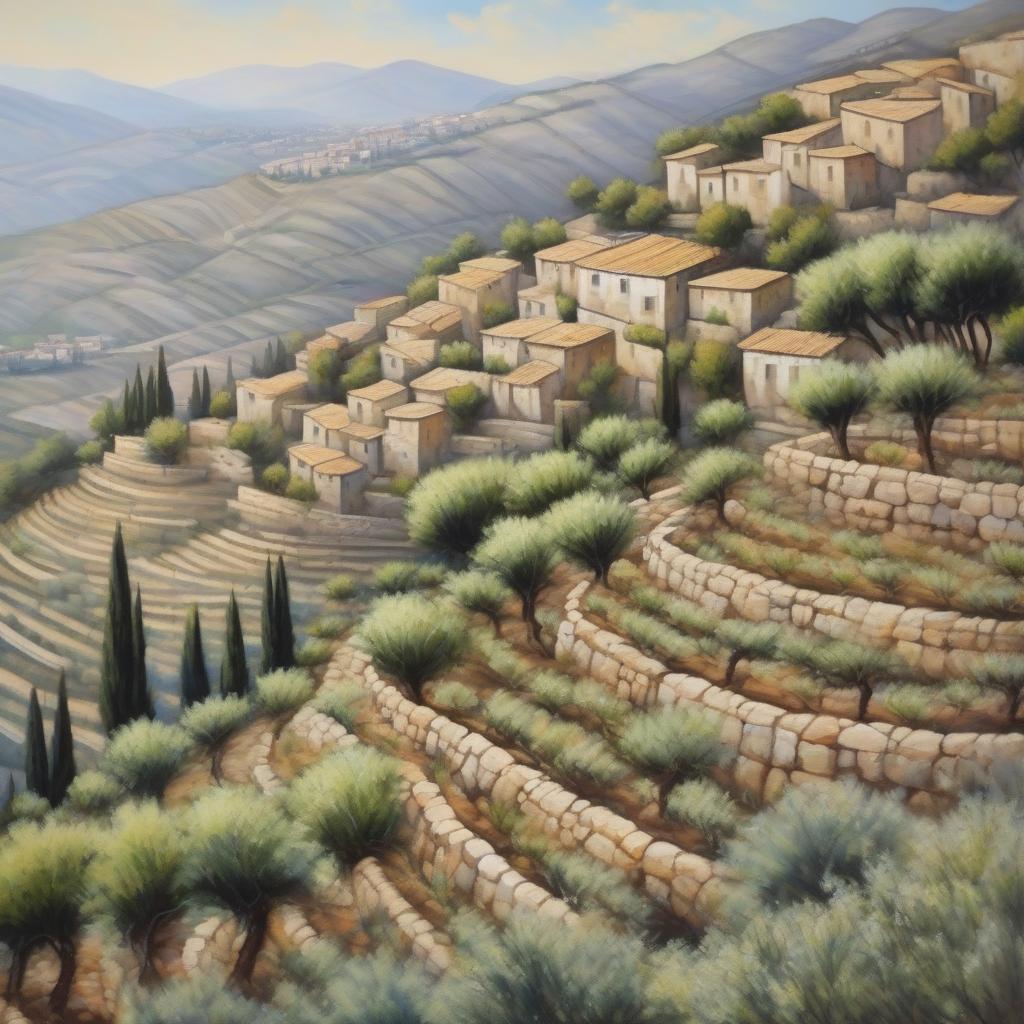 Painting of stone terraces