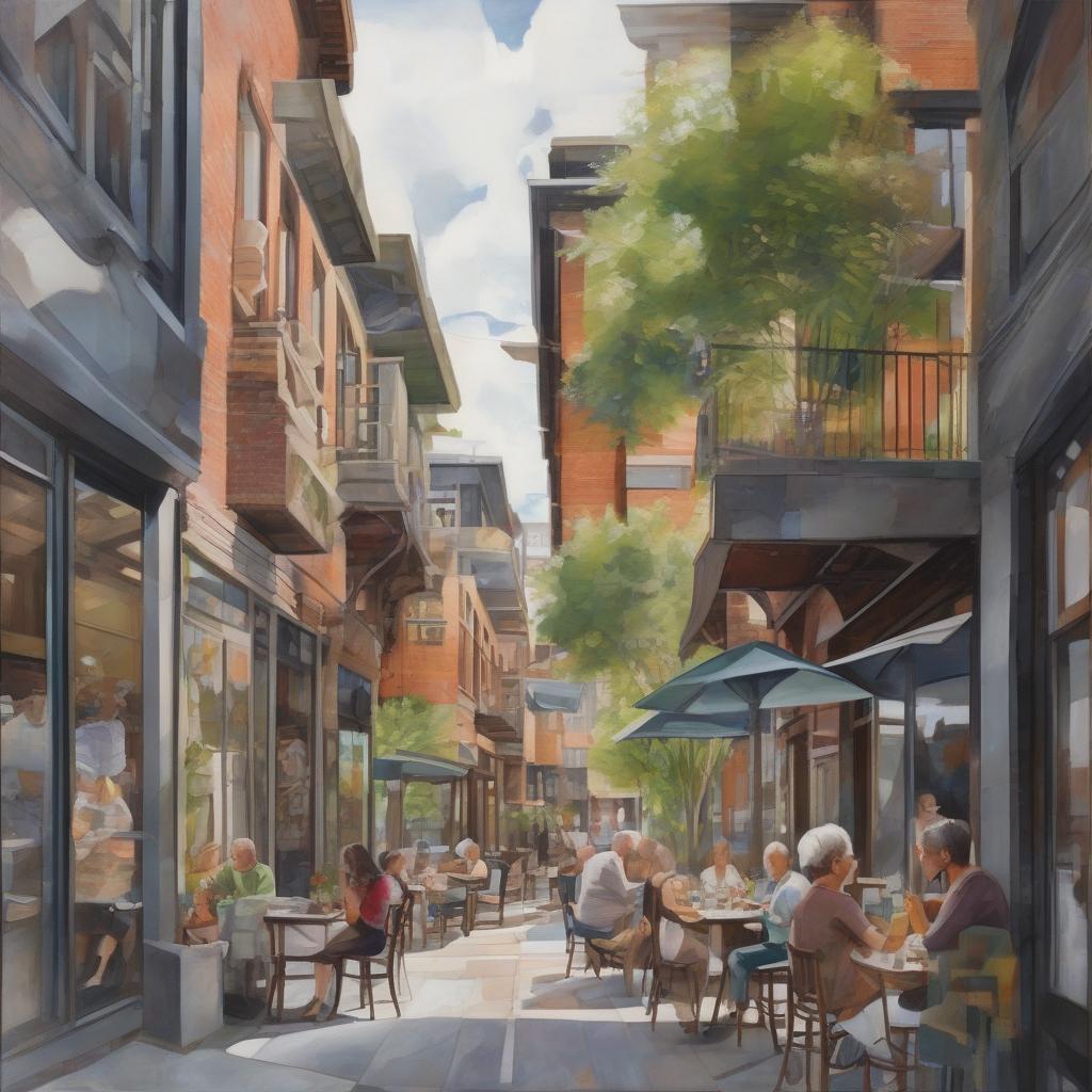 Painting of shopfronts on city streets