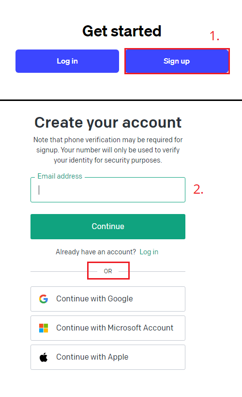 ChatGPT sign up