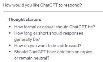 ChatGPT custom instructions