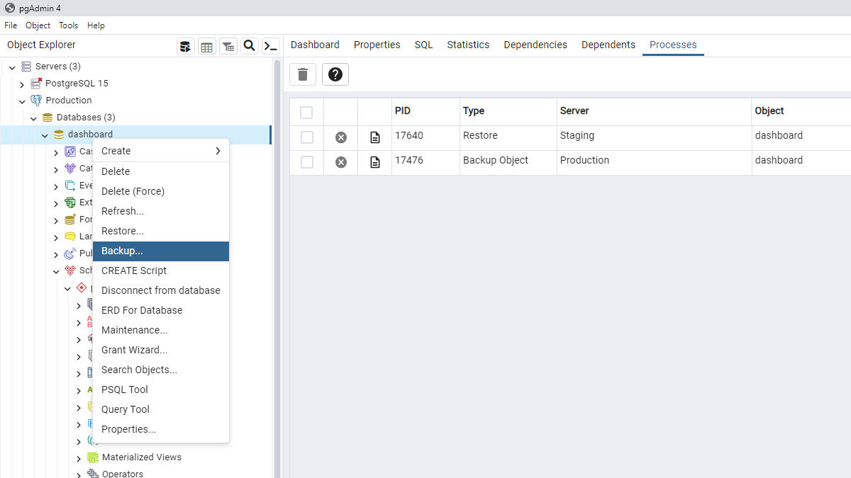 PgAdmin Backup And Restore Database