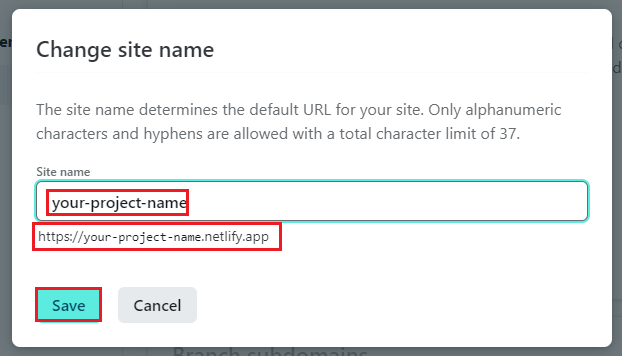 Netlify change site name